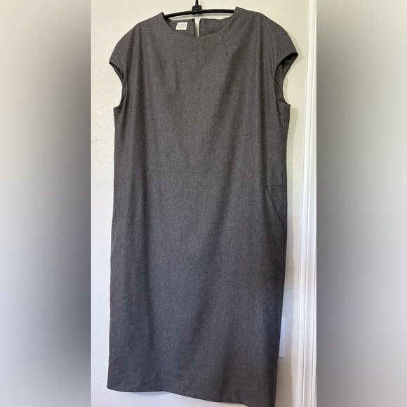 Agnona Gray Sheath Dress. Cap Sleeves, Side Pockets, Back Zip. Timeless Elegance - Picture 3 of 15